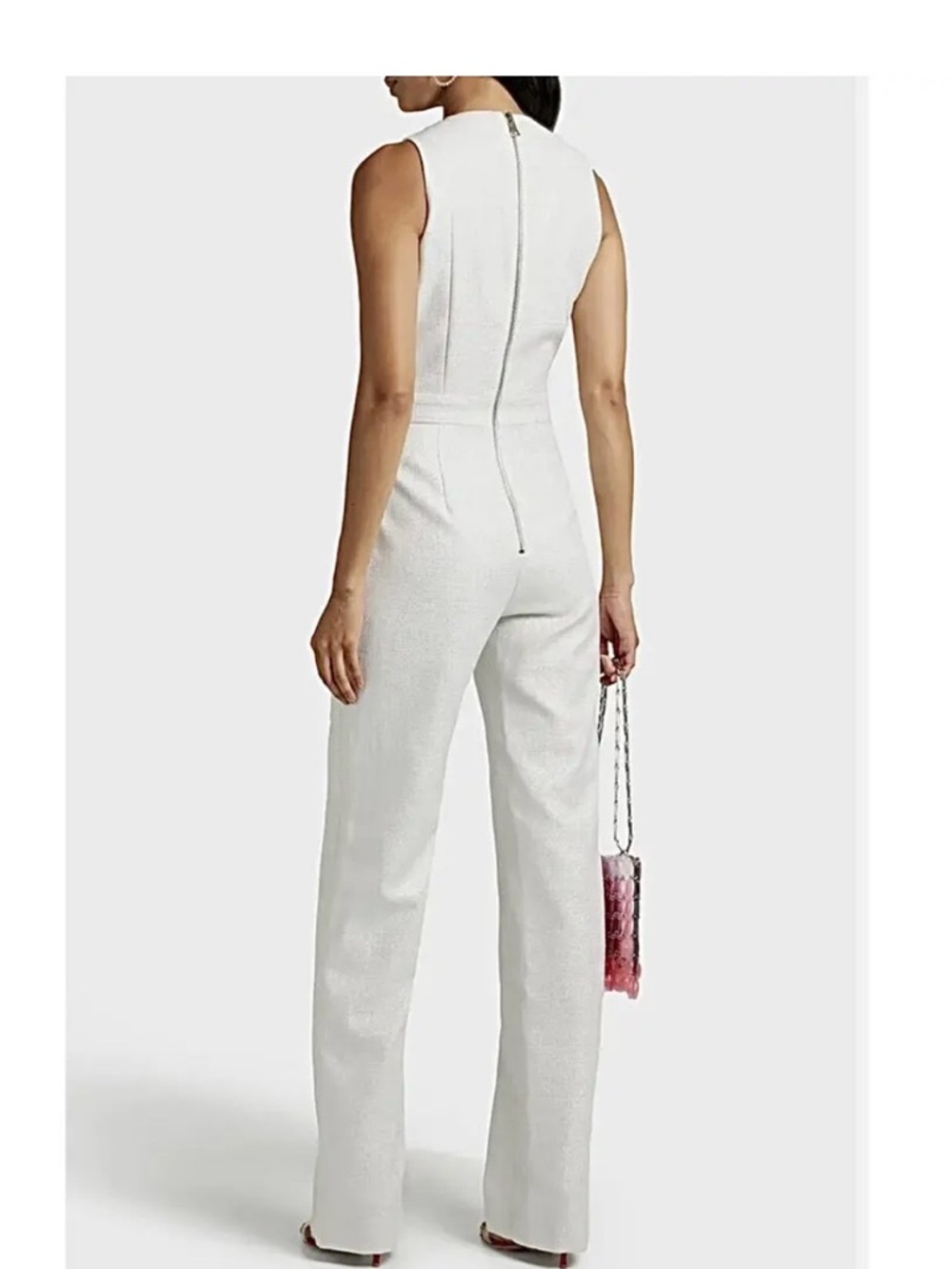 Balmain White Double-Breasted V-Neck Wide-Leg Jumpsuit - Picture 2 of 7